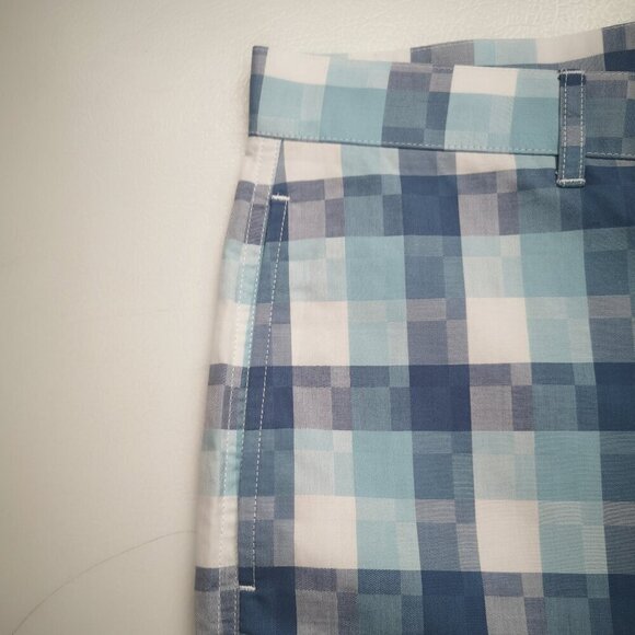 NWOT Rule 18 A Bobby Jones Brand Men's Size 36 Teal & White Plaid Golf Shorts - Picture 5 of 12